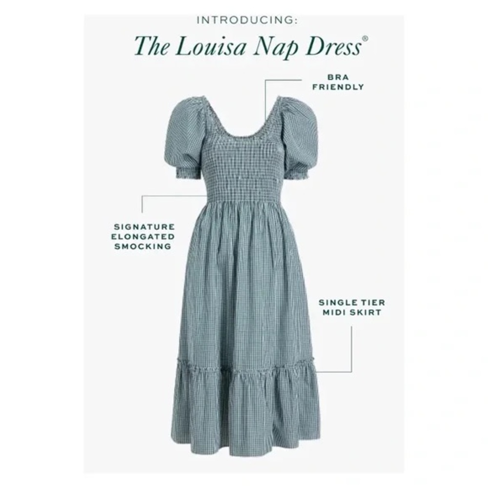Hill House Louisa dress in green gingham pattern